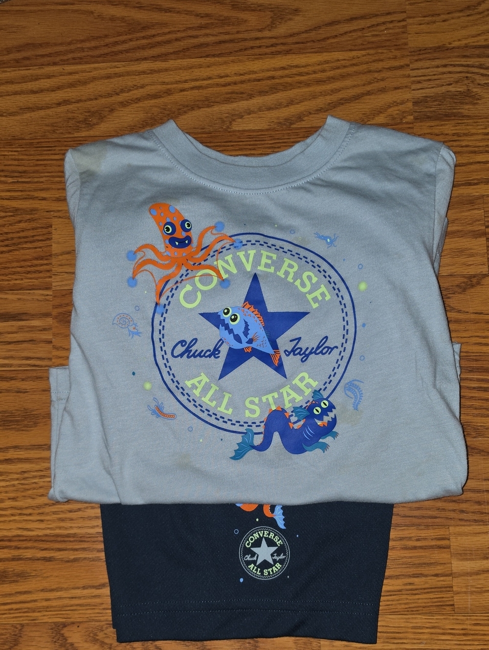 Converse Light Blue Tee with Navy and Orange Graphic
